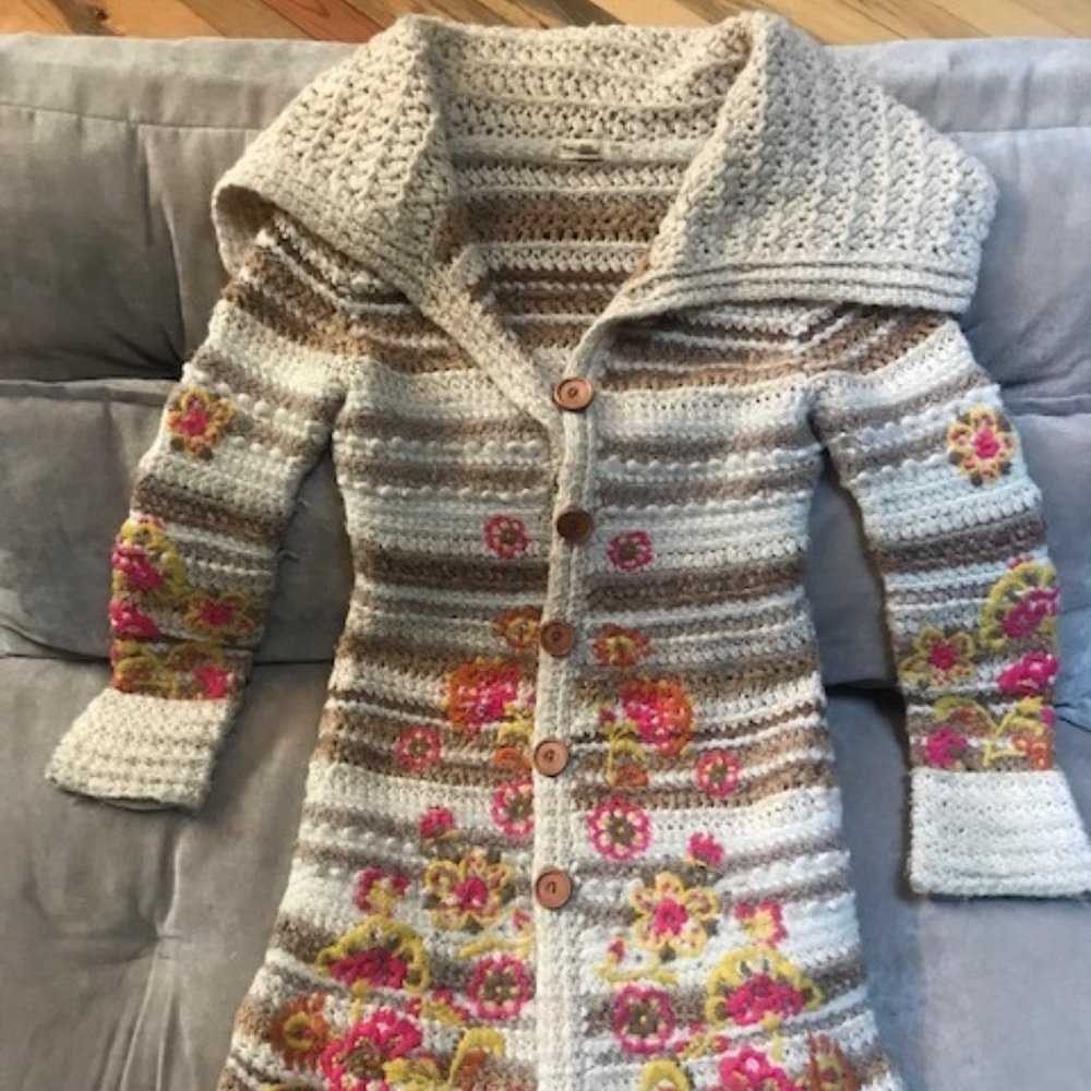 Crochet Sweater Button-up Coat